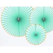 Rosoni Decorativi Menta e Oro Metallizzato "Yummy" 3pz Festa Tema Macaron