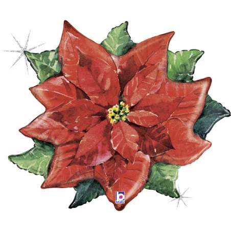 Palloncino in Foil 34" Super Shape Stella di Natale "Poinsettia" Natale e Capodanno Grabo