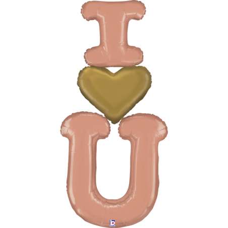 Palloncino in Foil 60" Multi-Balloons I Love You Rose Gold Amore, Matrimonio o Anniversario Grabo