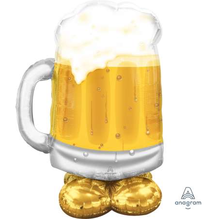 Palloncino in Foil 49" AirLoonz Boccale Birra "Big Beer Mug" Standups ad Aria "No Elio"