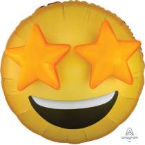 Palloncino in Foil 28" Super Shape 3D Emoticon con Stelle Emoticons