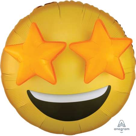 Palloncino in Foil 28" Super Shape 3D Emoticon con Stelle Emoticons