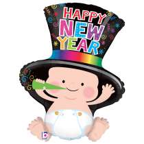 Palloncino in Foil 31" Super Shape H.N.Y. "New Year Baby" Natale e Capodanno Grabo