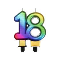 Candelina N.18 Multicolor Metallizzato "Galaxy" Accessori e Palloncini 18° Compleanno