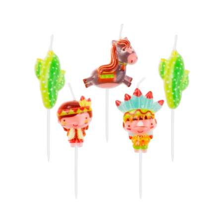 Candelina Picks Indiani "Indians" 5pz Candeline Sagomate Fantasia