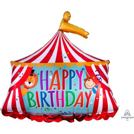 Palloncino in Foil 28" Super Shape Tendone Circo Happy Birthday Circo "Circus Party"