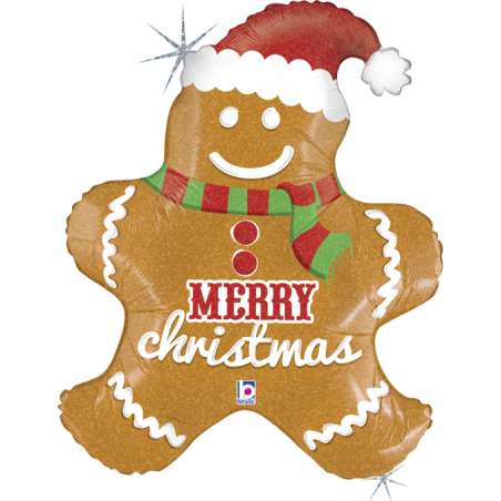 Palloncino in Foil 31" Super Shape Omino Pan di Zenzero "Gingerbread" Natale e Capodanno Grabo