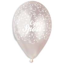 Palloncino in Lattice 13" GMS120 Bianco Metallizzato con Stampa Filigree e Scritta "Oggi Sposi" 50pz Gemar "Wedding/Anniversary"