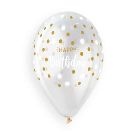 Palloncino in Lattice 13" GS120 Trasparente con Scritta "Happy Birthday" 50pz Gemar Compleanno "Birthdays"