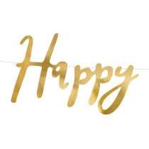 Banner Happy Birthday Oro 62cm Festoni Buon Compleanno