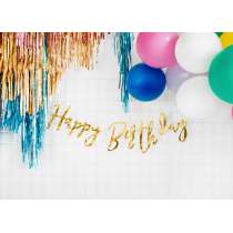 Banner Happy Birthday Oro 62cm Festoni Buon Compleanno