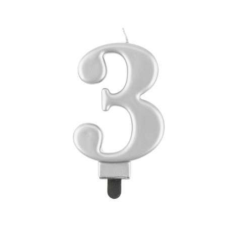 Candelina 8cm Argento Metallizzato N.3 Argento Metallizzato 8cm