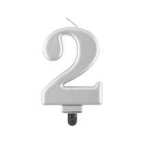 Candelina 8cm Argento Metallizzato N.2 Argento Metallizzato 8cm