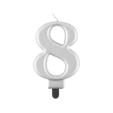 Candelina 8cm Argento Metallizzato N.8 Argento Metallizzato 8cm