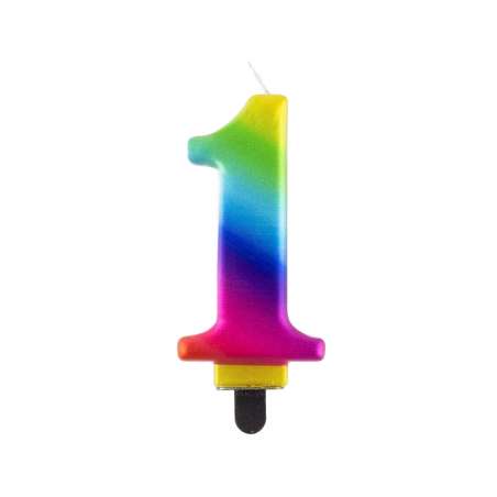 Candelina 8cm Arcobaleno Metallizzato "Rainbow" N.1 Arcobaleno "Galaxy" 8cm