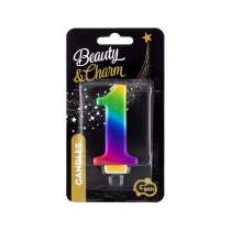 Candelina 8cm Arcobaleno Metallizzato "Rainbow" N.1 Arcobaleno "Galaxy" 8cm