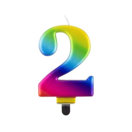 Candelina 8cm Arcobaleno Metallizzato "Rainbow" N.2 Arcobaleno "Galaxy" 8cm