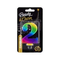 Candelina 8cm Arcobaleno Metallizzato "Rainbow" N.2 Arcobaleno "Galaxy" 8cm