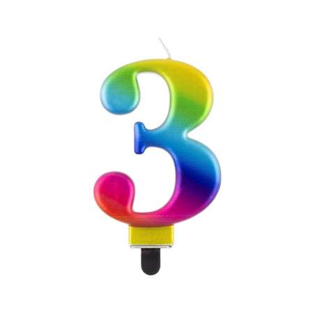 Candelina 8cm Arcobaleno Metallizzato "Rainbow" N.3 Arcobaleno "Galaxy" 8cm