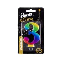 Candelina 8cm Arcobaleno Metallizzato "Rainbow" N.3 Arcobaleno "Galaxy" 8cm