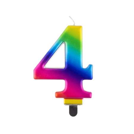 Candelina 8cm Arcobaleno Metallizzato "Rainbow" N.4 Arcobaleno "Galaxy" 8cm