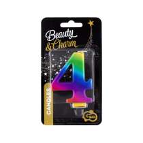 Candelina 8cm Arcobaleno Metallizzato "Rainbow" N.4 Arcobaleno "Galaxy" 8cm