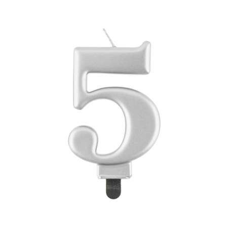 Candelina 8cm Argento Metallizzato N.5 Argento Metallizzato 8cm