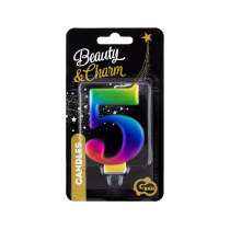 Candelina 8cm Arcobaleno Metallizzato "Rainbow" N.5 Arcobaleno "Galaxy" 8cm