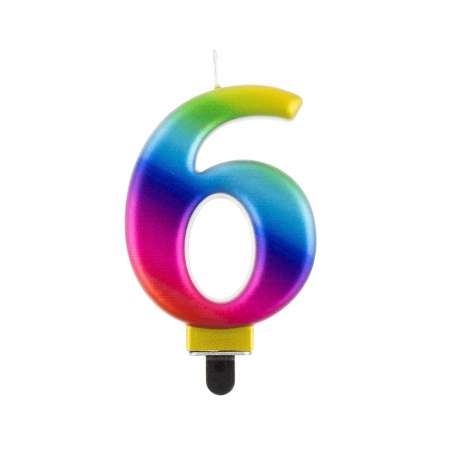 Candelina 8cm Arcobaleno Metallizzato "Rainbow" N.6 Arcobaleno "Galaxy" 8cm