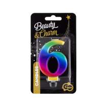 Candelina 8cm Arcobaleno Metallizzato "Rainbow" N.6 Arcobaleno "Galaxy" 8cm