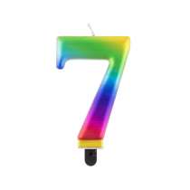 Candelina 8cm Arcobaleno Metallizzato "Rainbow" N.7 Arcobaleno "Galaxy" 8cm