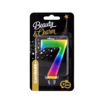 Candelina 8cm Arcobaleno Metallizzato "Rainbow" N.7 Arcobaleno "Galaxy" 8cm