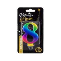 Candelina 8cm Arcobaleno Metallizzato "Rainbow" N.8 Arcobaleno "Galaxy" 8cm