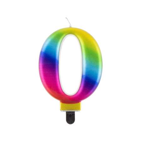 Candelina 8cm Arcobaleno Metallizzato "Rainbow" N.0 Arcobaleno "Galaxy" 8cm