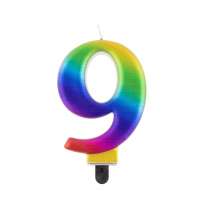 Candelina 8cm Arcobaleno Metallizzato "Rainbow" N.9 Arcobaleno "Galaxy" 8cm