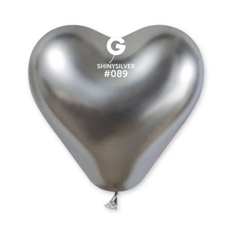 Palloncino in Lattice 12" Cuore Argento "Shiny Silver 089" 25pz Gemar Shiny "Cuori"