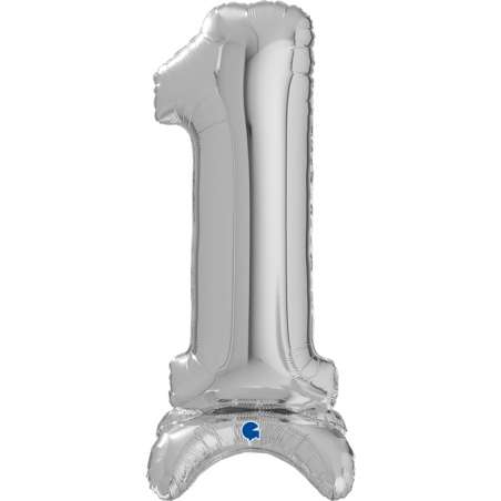 Palloncino in Foil 25" Standups Numero 1 Argento "Silver" Numeri Standups 25" Argento "Silver"