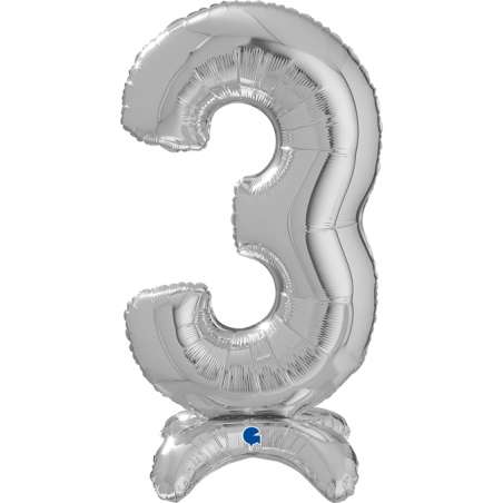 Palloncino in Foil 25" Standups Numero 3 Argento "Silver" Numeri Standups 25" Argento "Silver"