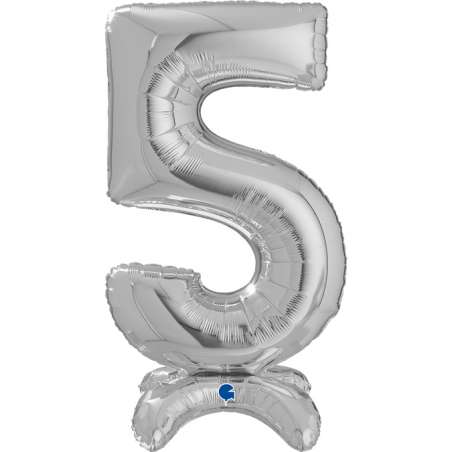 Palloncino in Foil 25" Standups Numero 5 Argento "Silver" Numeri Standups 25" Argento "Silver"