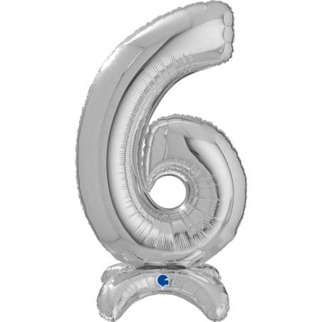 Palloncino in Foil 25" Standups Numero 6 Argento "Silver" Numeri Standups 25" Argento "Silver"