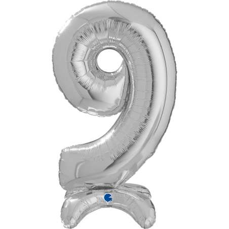 Palloncino in Foil 25" Standups Numero 9 Argento "Silver" Numeri Standups 25" Argento "Silver"