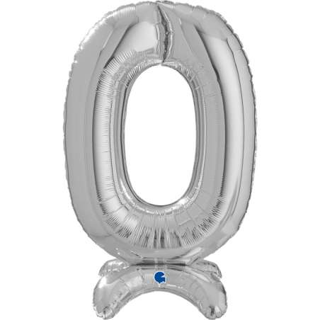 Palloncino in Foil 25" Standups Numero 0 Argento "Silver" Numeri Standups 25" Argento "Silver"