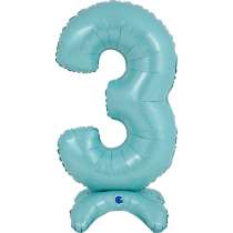 Palloncino in Foil 25" Standups Numero 3 Celeste "Pastel Blue" Numeri Standups 25" Celeste "Blue"