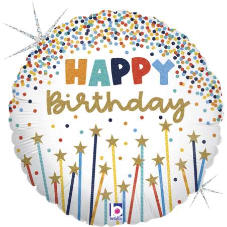 Palloncino in Foil 18" Happy Birthday "Star Candles" Happy Birthday Grabo