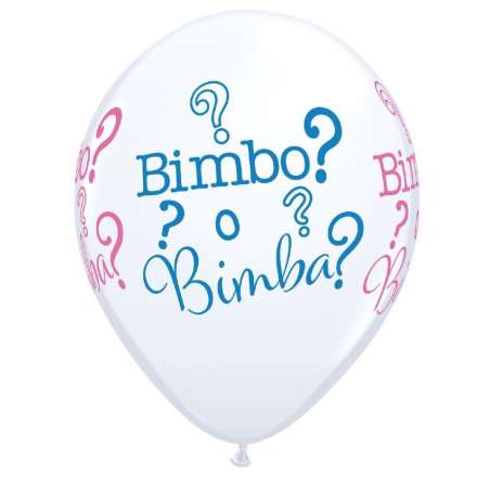 Palloncino in Lattice 11" Bianco con Stampa "Bimbo o Bimba?" 50pz Nascita e Battesimo