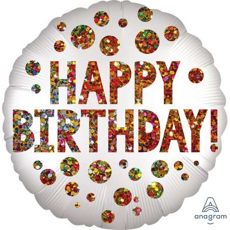 Palloncino in Foil 9" Mini Shape Happy Birthday Paillettes "Sequins" Generico