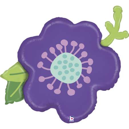 Palloncino in Foil 39" Super Shape Fiore Viola "Flower" Natura Grabo