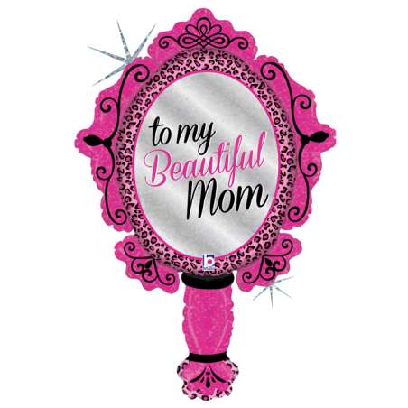 Palloncino in Foil 39" Super Shape Specchio "Beautiful Mom Mirror" Giornate Speciali Grabo