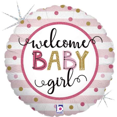 Palloncino in Foil 18" Nascita Rosa "Welcome Baby Girl" Nascita e Battesimo Grabo