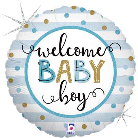 Palloncino in Foil 18" Nascita Celeste "Welcome Baby Boy" Nascita e Battesimo Grabo